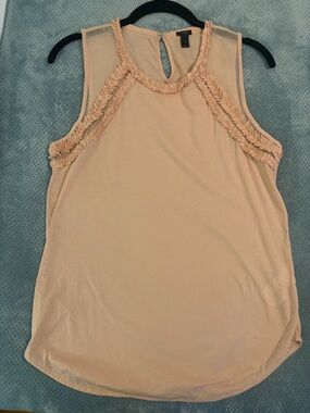 J. Crew Feminine Blush Pink Sleeveless Silk blend Tank with Trim